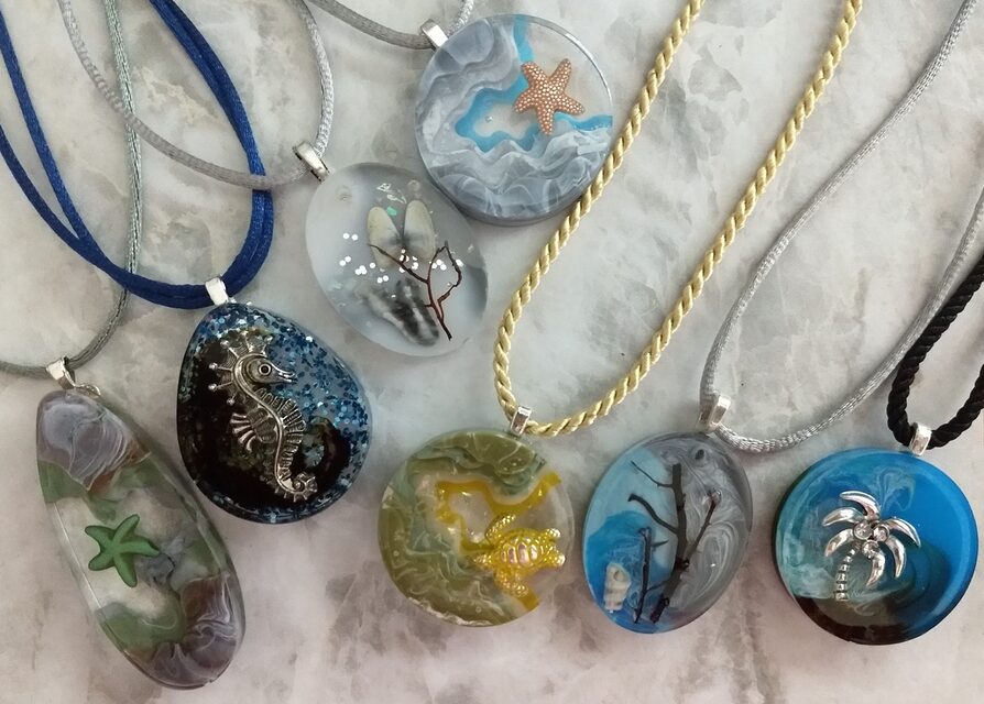 necklace, resin